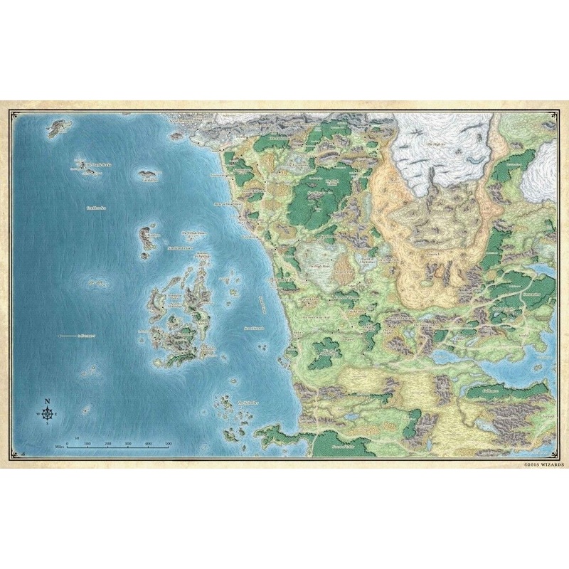 Dungeons & Dragons Sword Coast Adventures Guide Faerun Map