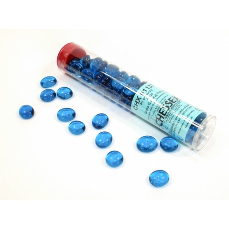 Chessex – Blue Glass Stones 20+ in 5 1/2 inch Tube