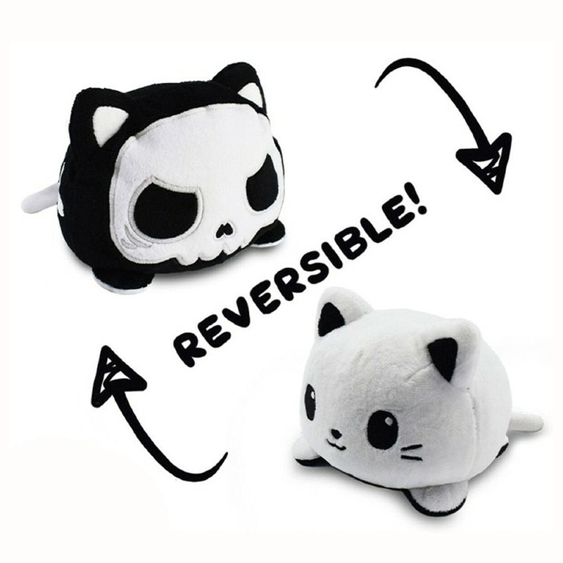 Reversible Plushie – Spooky Cat Skeleton