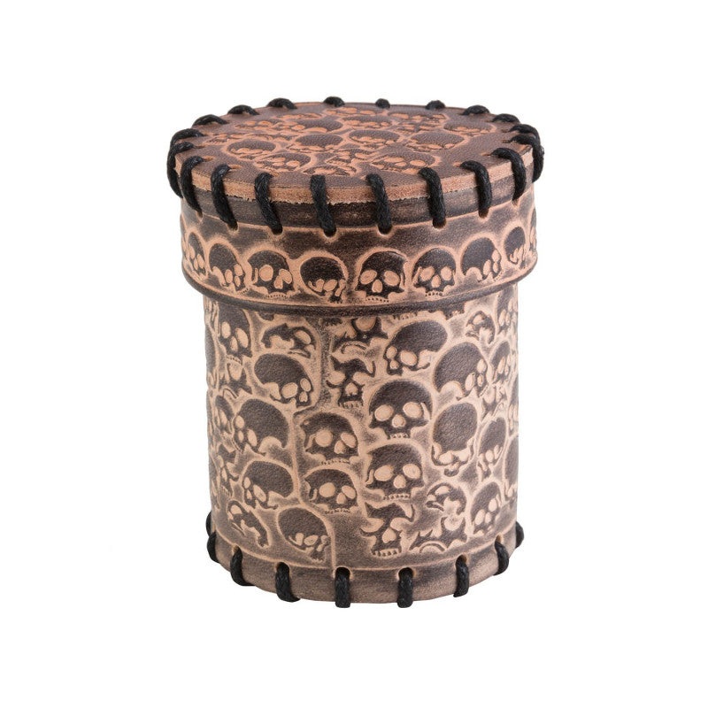 Q Workshop – Skull Beige Leather Dice Cup