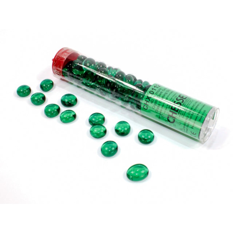 Chessex – Glass Stones 20+ in a 5 1/2 Inch Tube – Dark Green (CHX01125)
