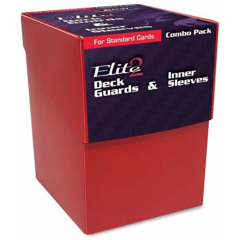 BCW Deck Case Box, Deck Protectors and Inner Sleeves Standard Elite2 Combo Pack Glossy Red