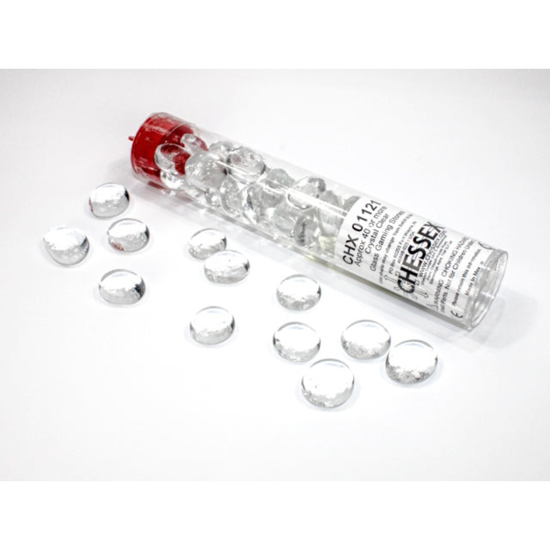 Chessex – Glass Stones 20+ in a 5 1/2 Inch Tube – Clear (CHX01121)