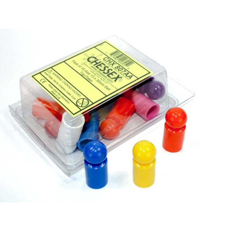 Chessex – Pack of 15 Asst 13 x 30mm Ball Top Pawn