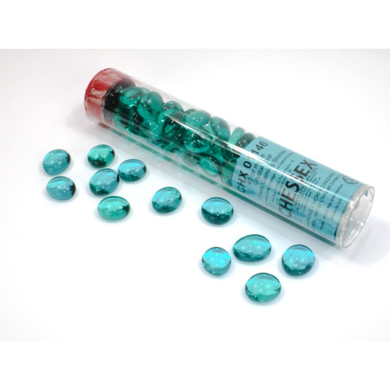Chessex – Glass Stones 20+ in a 5 1/2 Inch Tube – Teal (CHX01146)