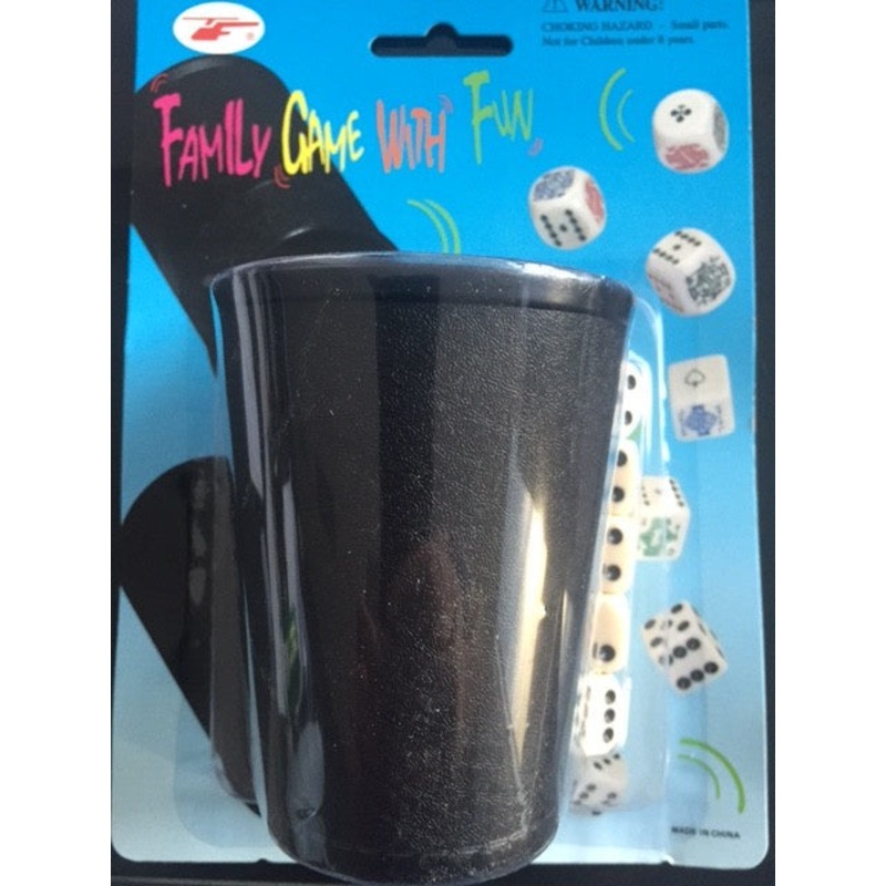 Dice Cup Leather Look With 5 Dice