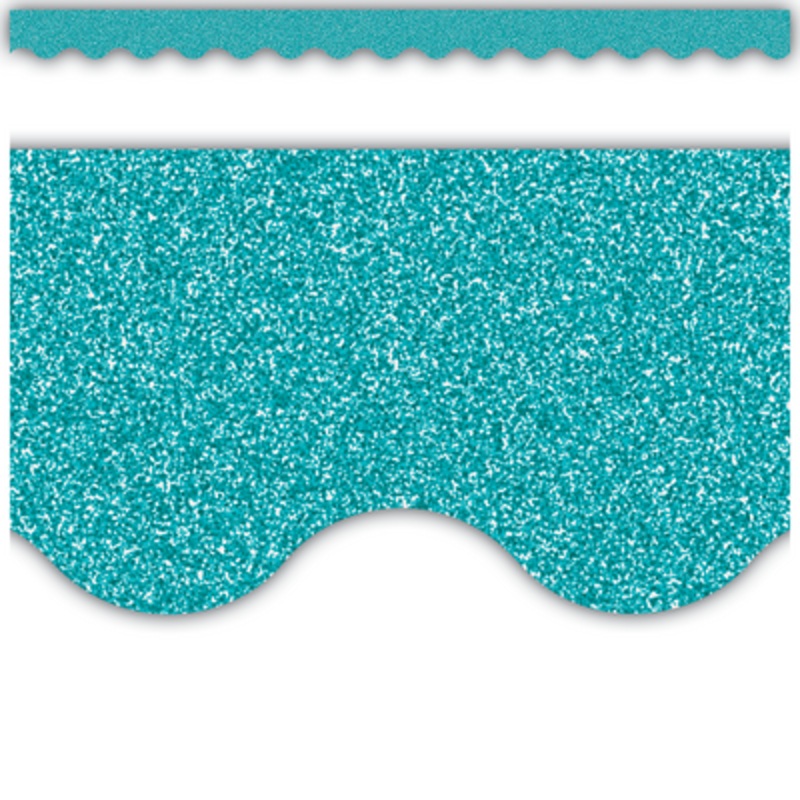 Teal Glitz Scalloped Border Trim