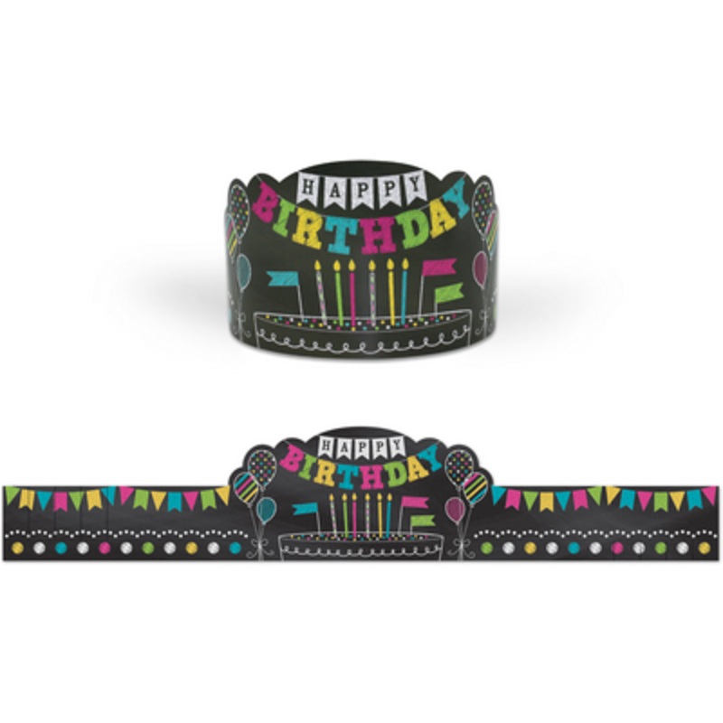 Chalkboard Brights Happy Birthday Crowns