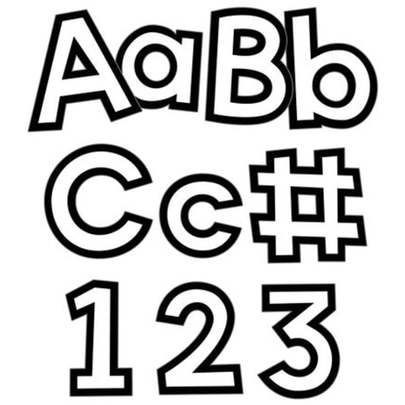 White with Black Trim Combo Pack Bulletin Board Letters
