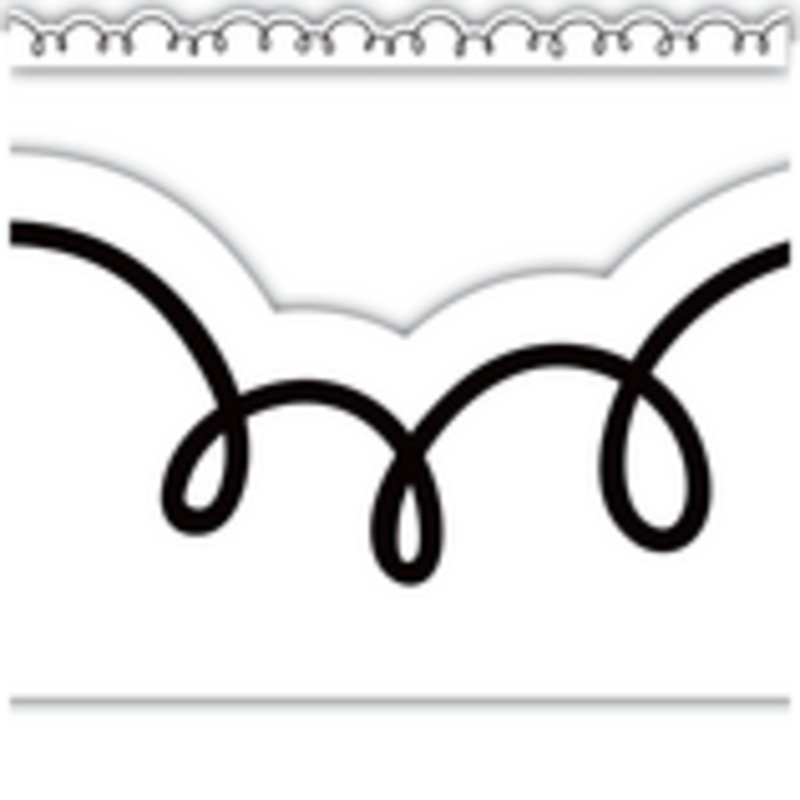 White with Black Squiggles Border Trim