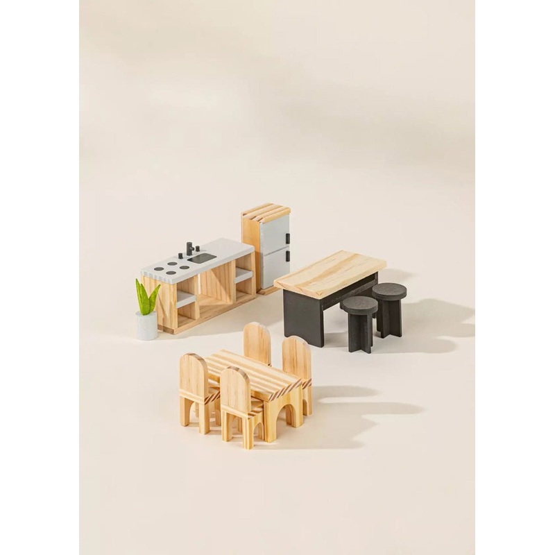 Wooden Doll House Kitchen Furniture (12 pcs)